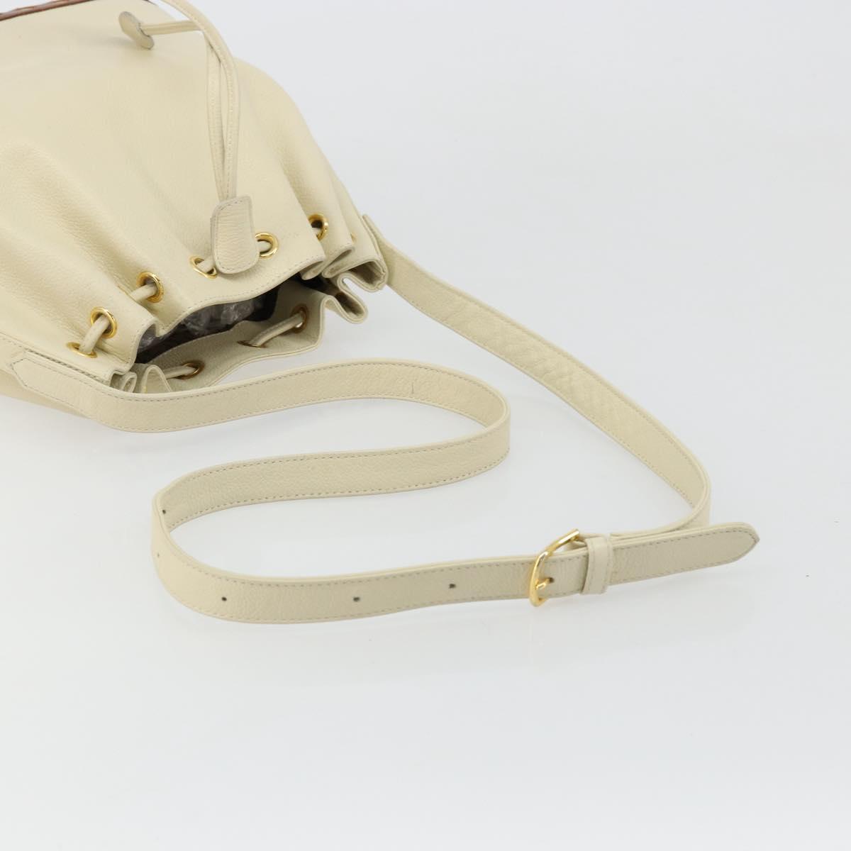 SAINT LAURENT Shoulder Bag Leather Ivory Gold Auth 177619A