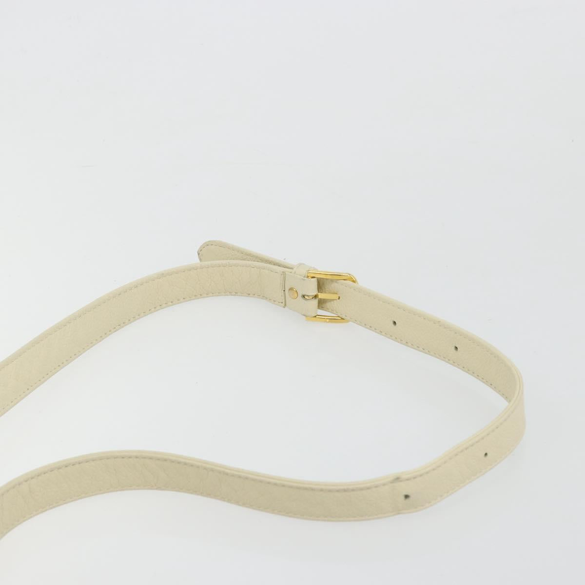 SAINT LAURENT Shoulder Bag Leather Ivory Gold Auth 177619A