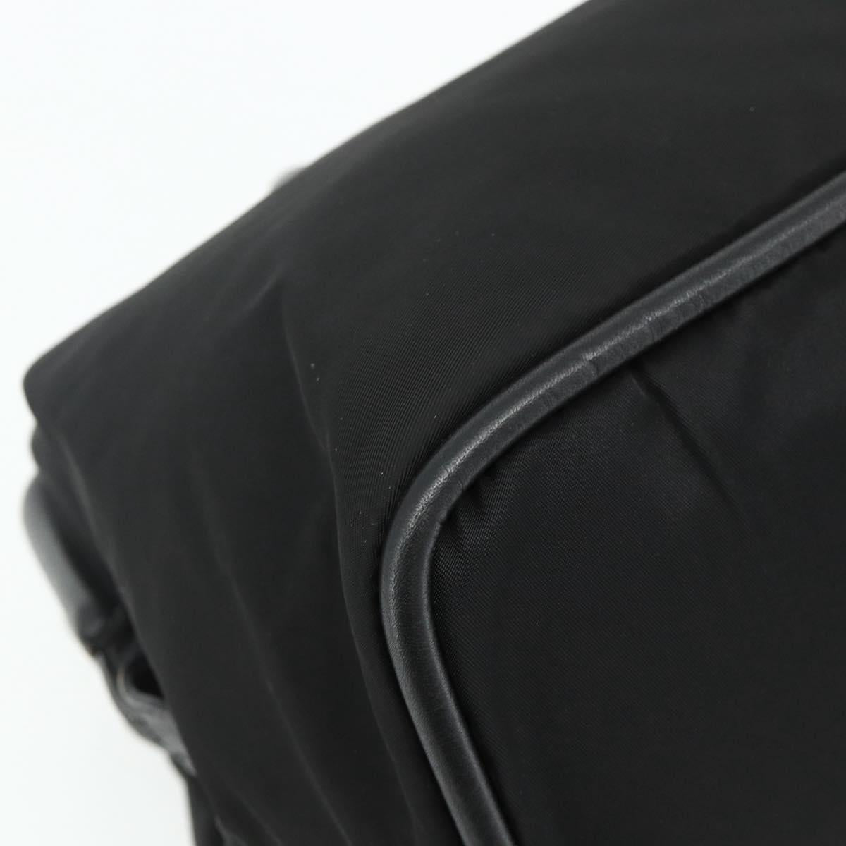 CELINE Circle Hand Bag Nylon Black Gold Auth 177620