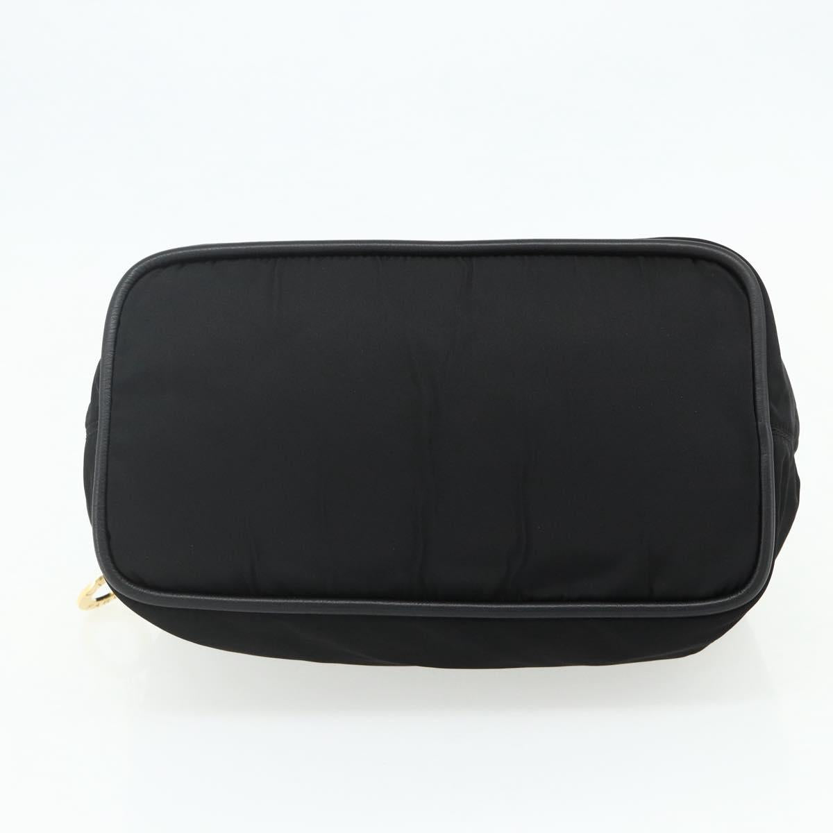 CELINE Circle Hand Bag Nylon Black Gold Auth 177620