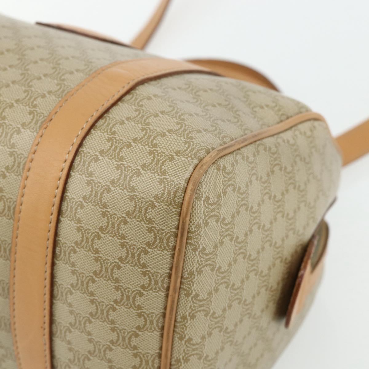 CELINE Macadam Canvas Boston Bag PVC 2way Beige Gold Auth 177621A