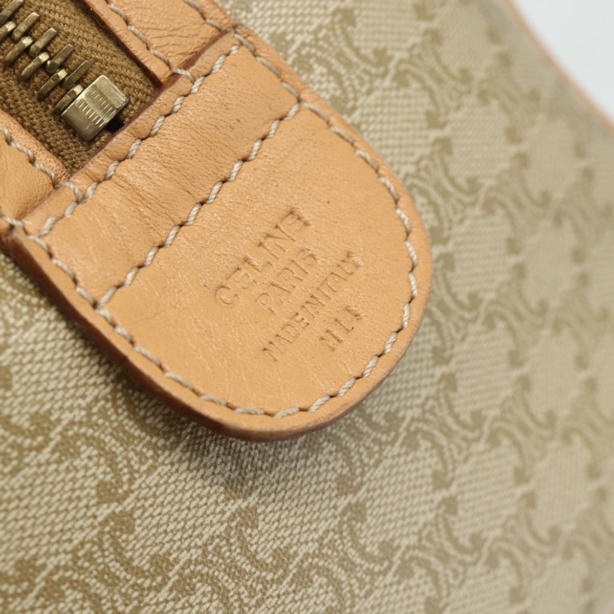 CELINE Macadam Canvas Boston Bag PVC 2way Beige Gold Auth 177621A