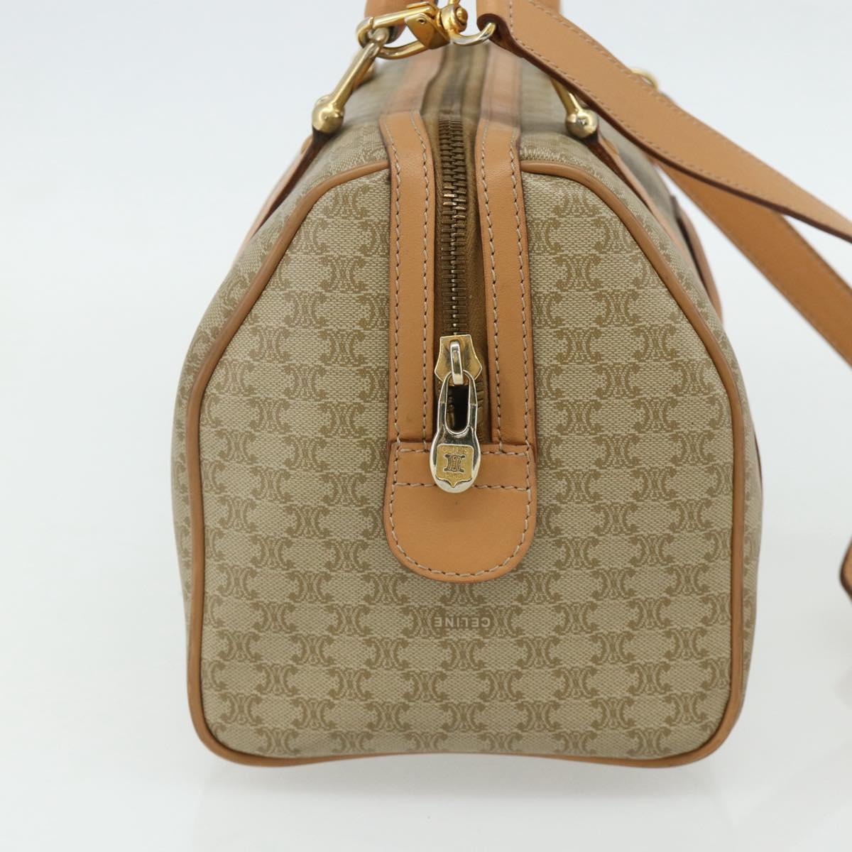 CELINE Macadam Canvas Boston Bag PVC 2way Beige Gold Auth 177621A