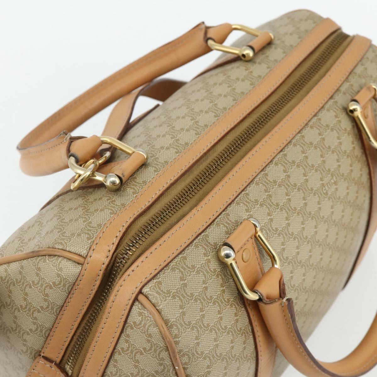 CELINE Macadam Canvas Boston Bag PVC 2way Beige Gold Auth 177621A