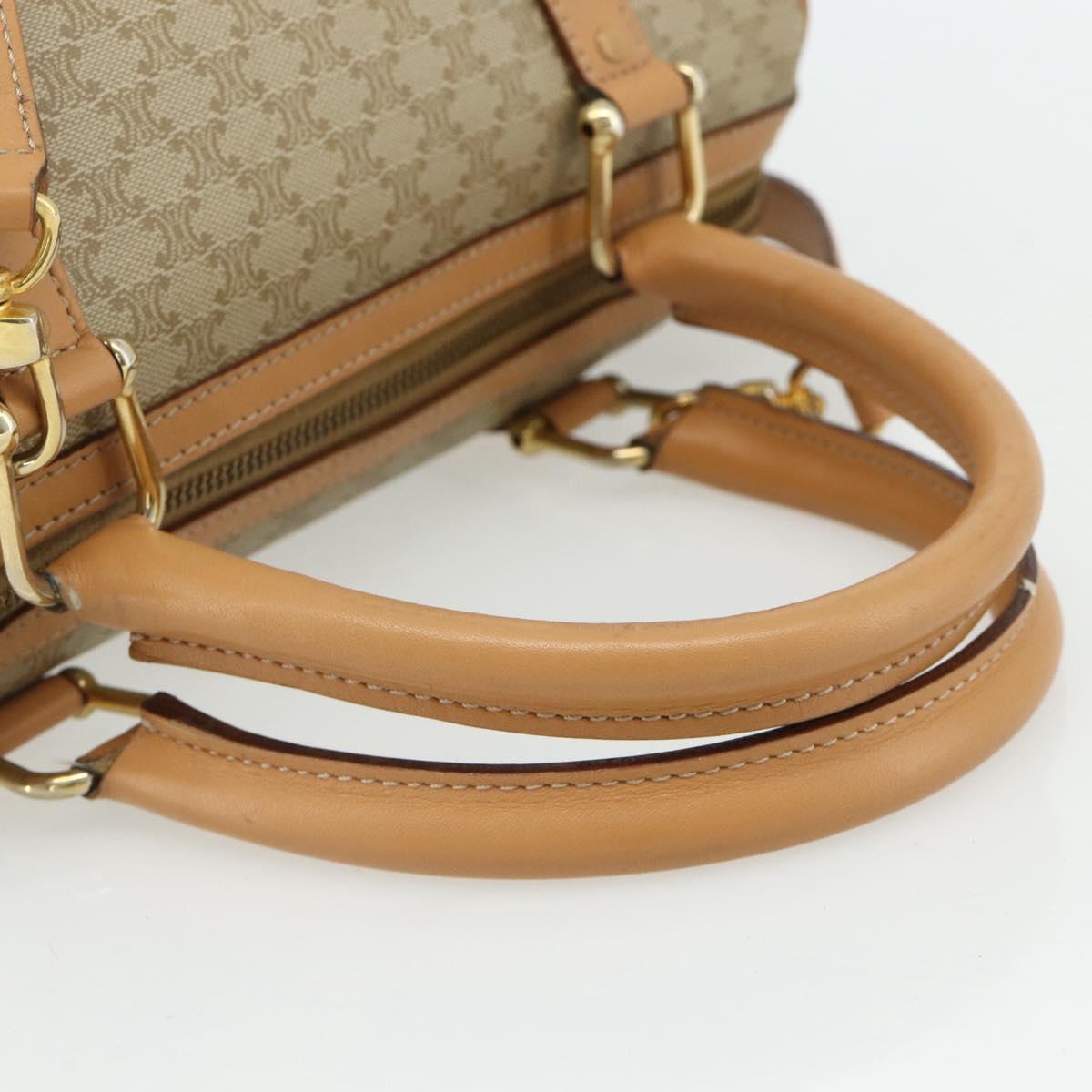 CELINE Macadam Canvas Boston Bag PVC 2way Beige Gold Auth 177621A