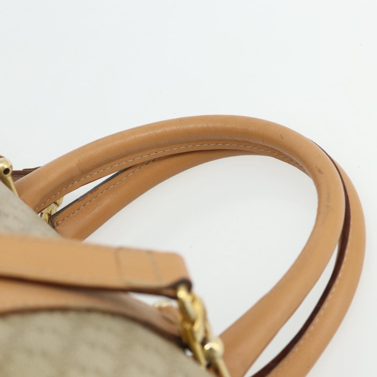 CELINE Macadam Canvas Boston Bag PVC 2way Beige Gold Auth 177621A