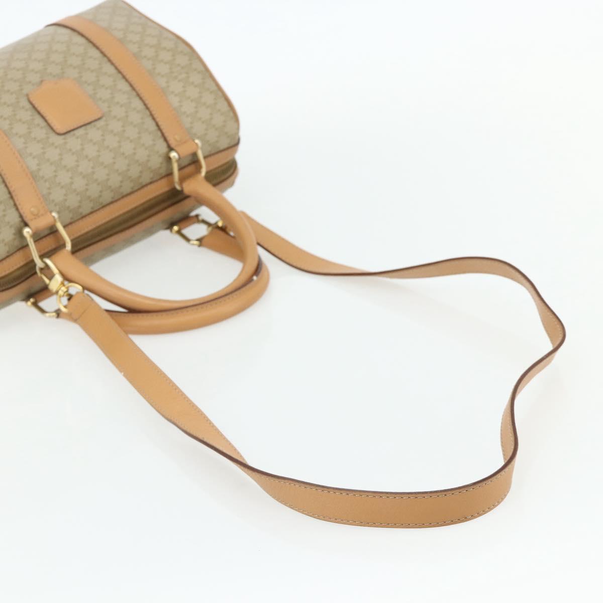 CELINE Macadam Canvas Boston Bag PVC 2way Beige Gold Auth 177621A