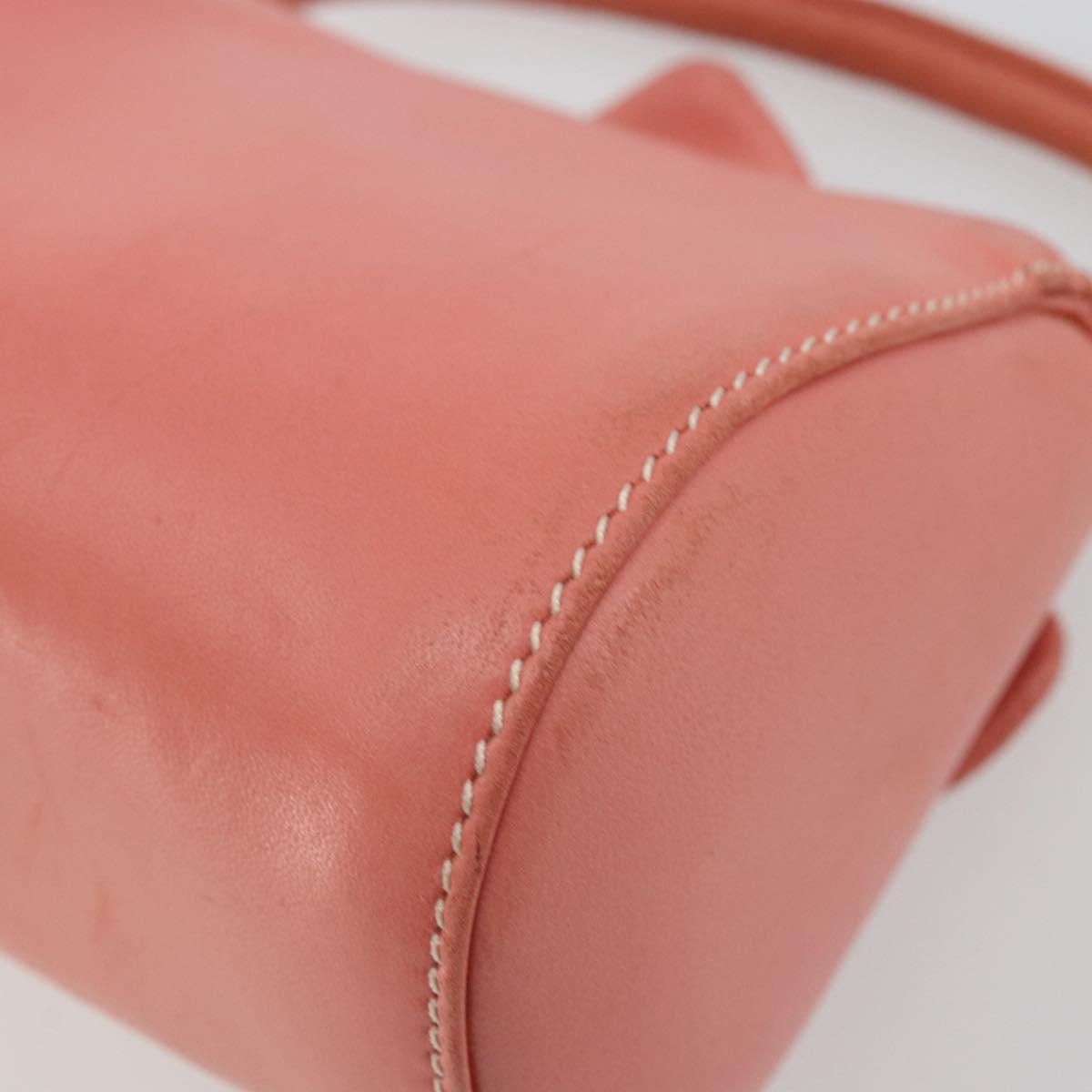 LOEWE Hand Bag Leather Pink Gold Auth 177624A