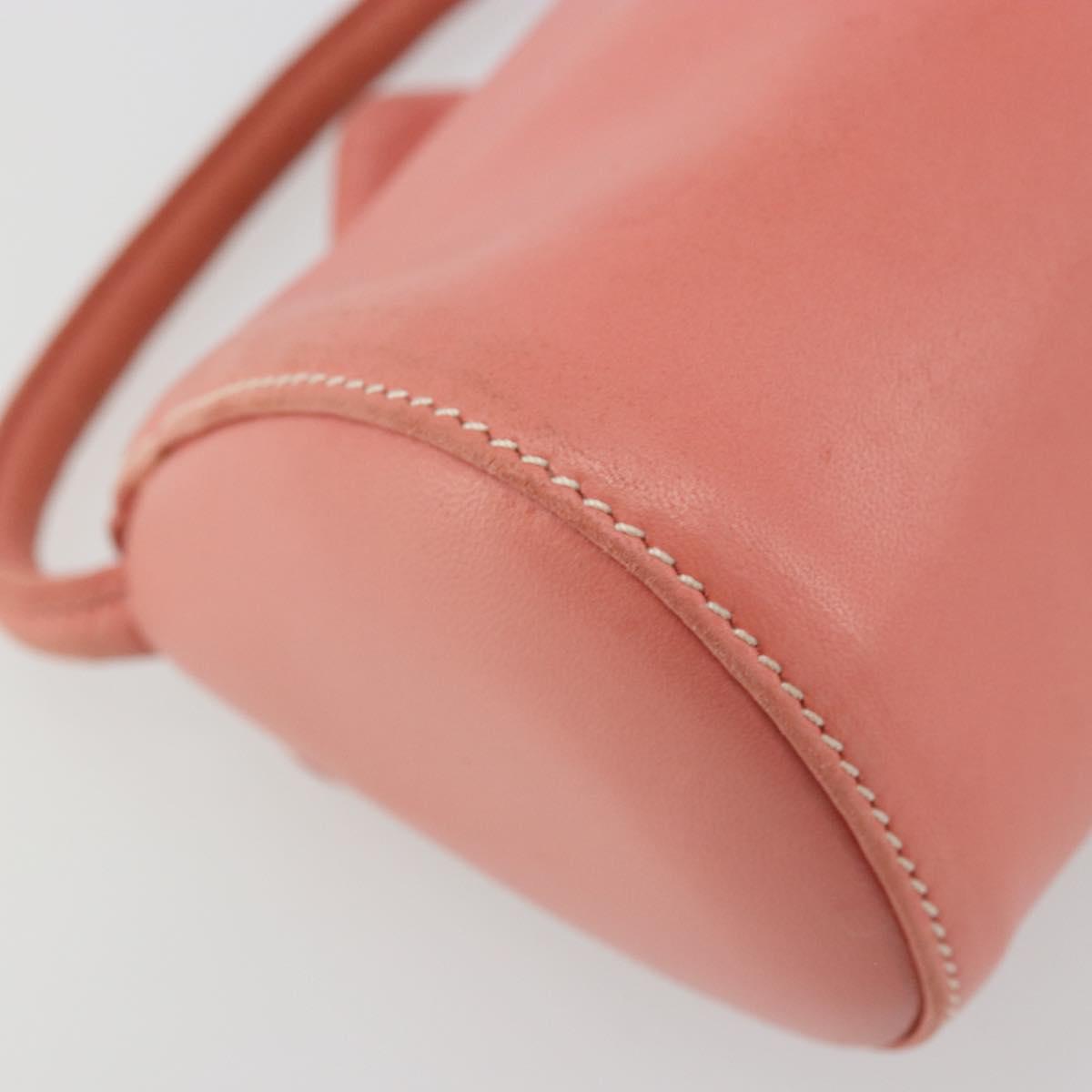 LOEWE Hand Bag Leather Pink Gold Auth 177624A