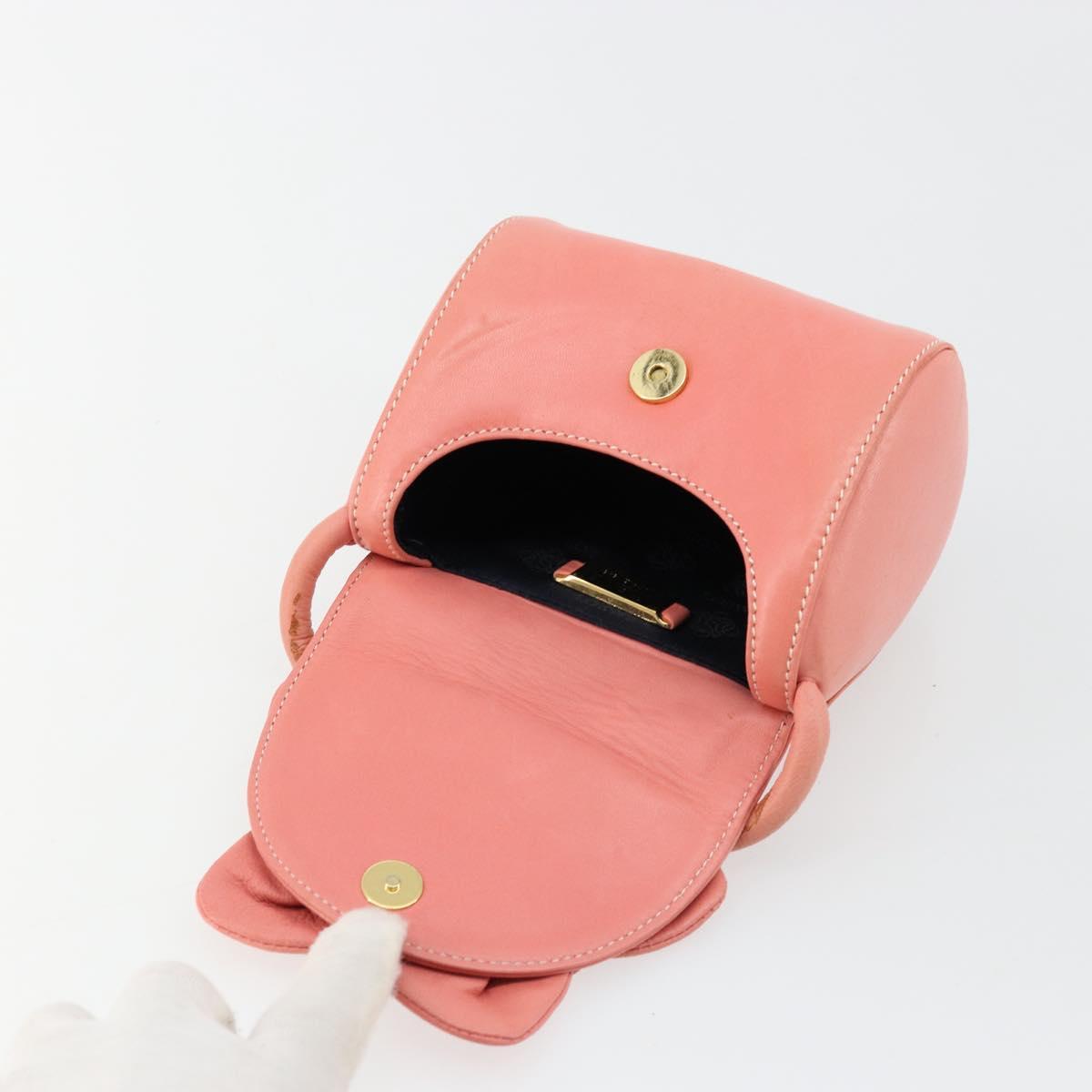 LOEWE Hand Bag Leather Pink Gold Auth 177624A