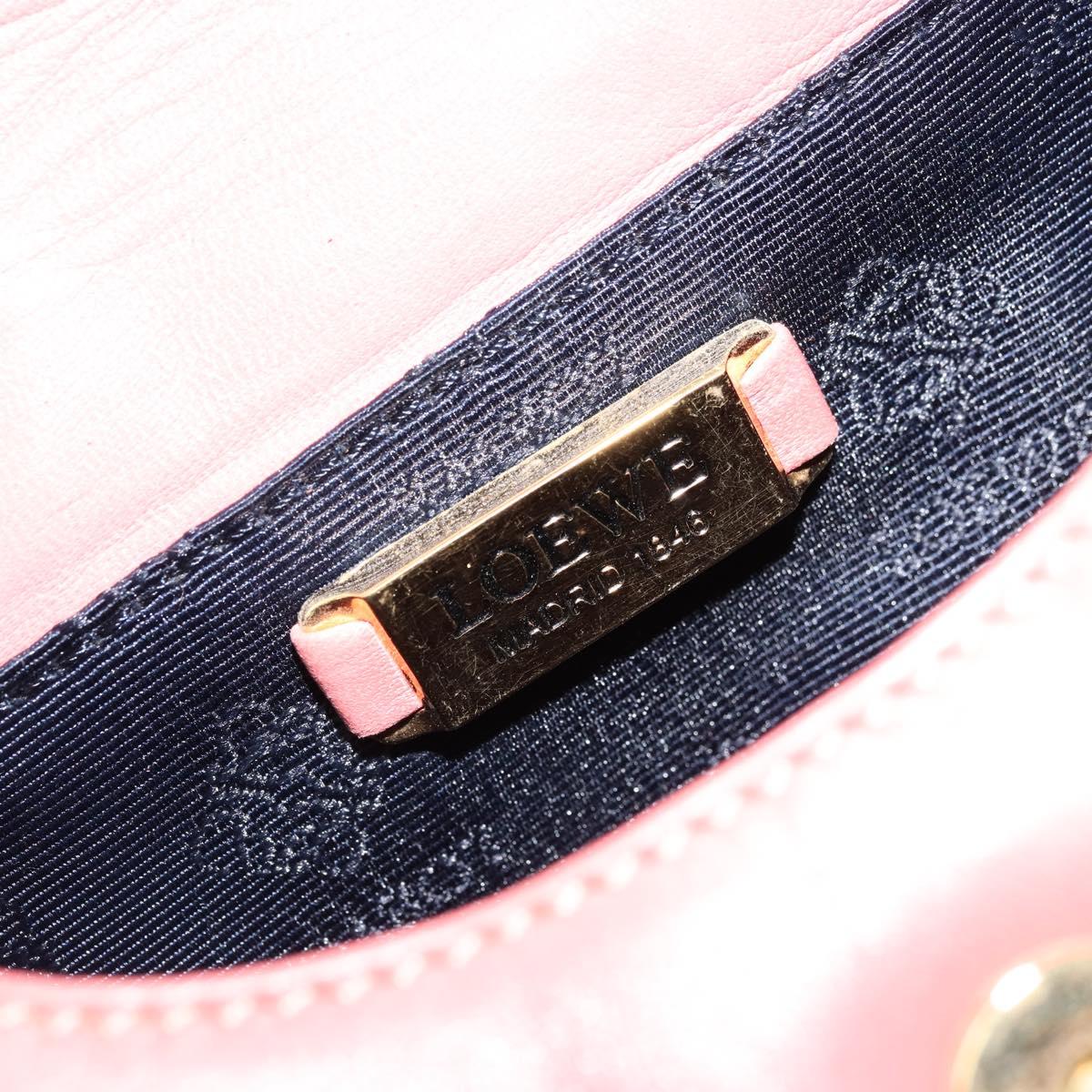 LOEWE Hand Bag Leather Pink Gold Auth 177624A