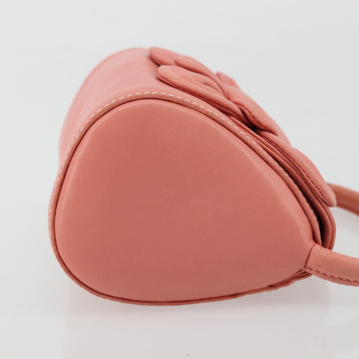 LOEWE Hand Bag Leather Pink Gold Auth 177624A