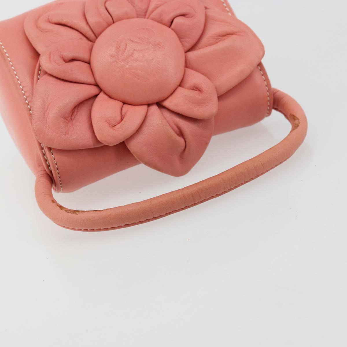 LOEWE Hand Bag Leather Pink Gold Auth 177624A