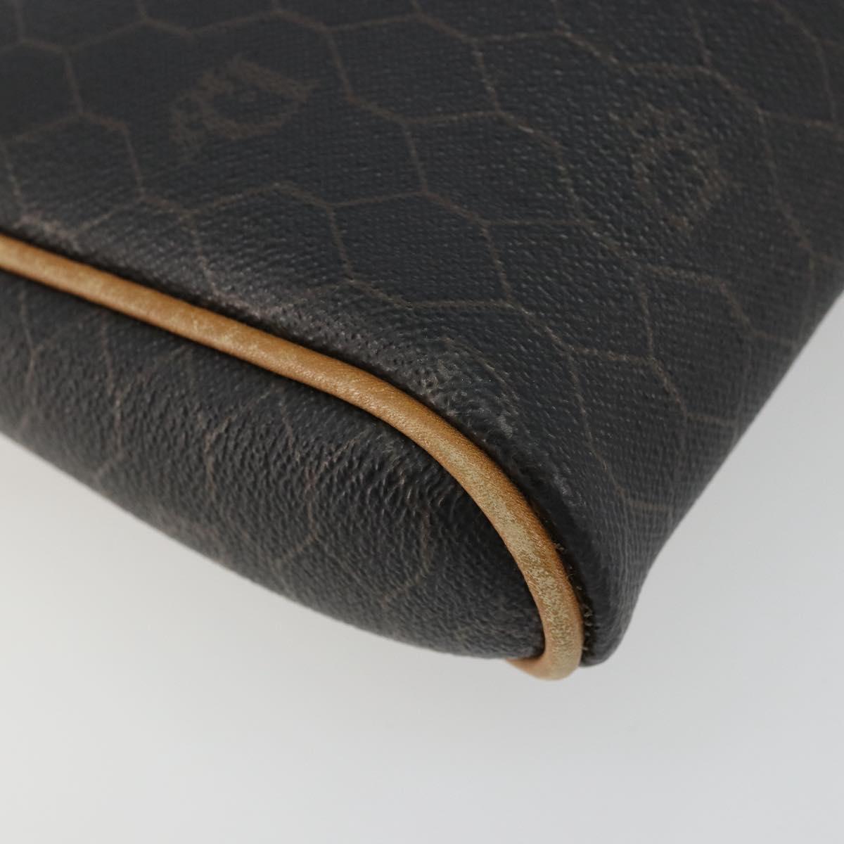 Christian Dior Honeycomb Canvas Shoulder Bag PVC Black Gold Auth 177626