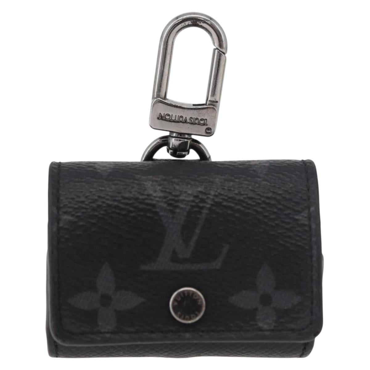 LOUIS VUITTON Monogram Eclipse Etui Earphone Case Black N00341 LV Auth 177630A