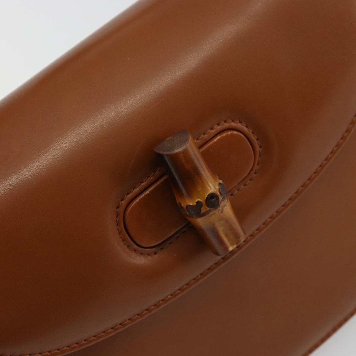 GUCCI Bamboo Hand Bag Leather Brown Gold 000 2046 0188 Auth 177643A