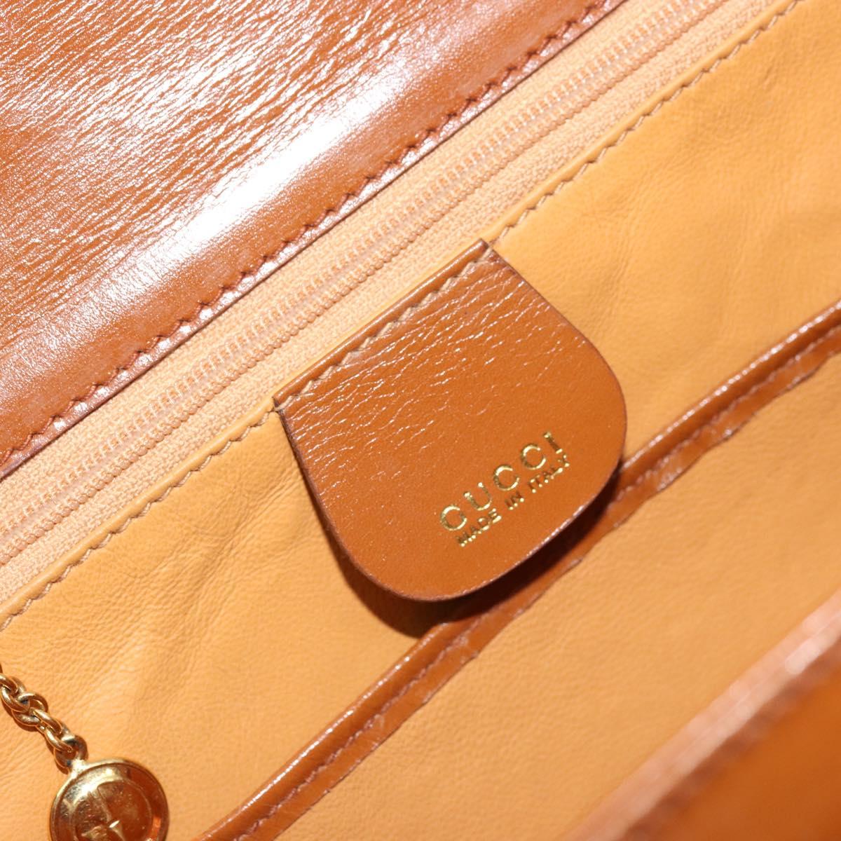 GUCCI Bamboo Hand Bag Leather Brown Gold 000 2046 0188 Auth 177643A