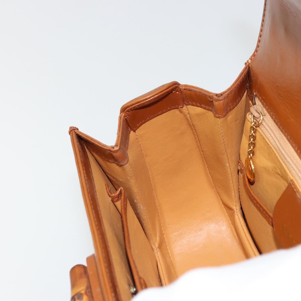 GUCCI Bamboo Hand Bag Leather Brown Gold 000 2046 0188 Auth 177643A