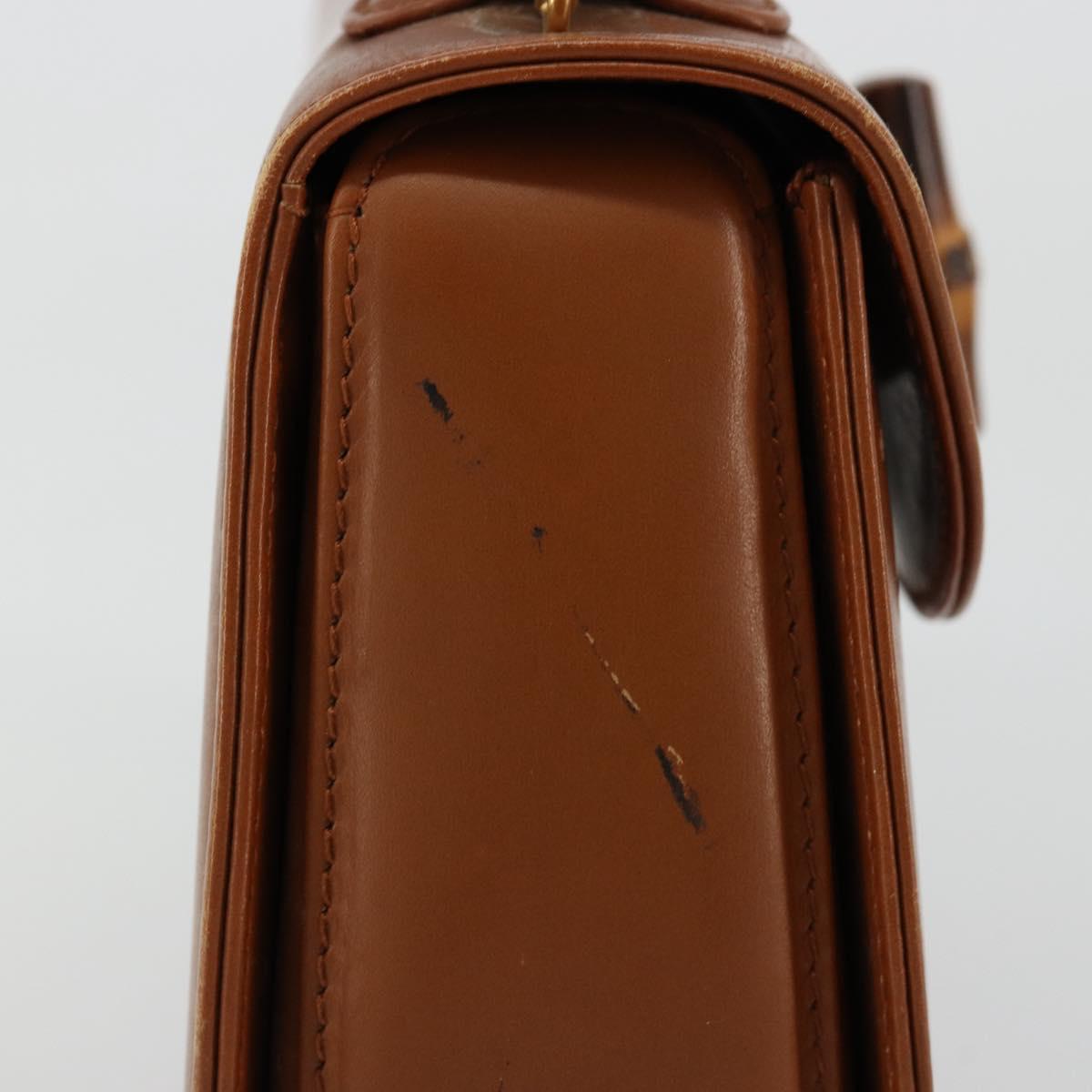 GUCCI Bamboo Hand Bag Leather Brown Gold 000 2046 0188 Auth 177643A