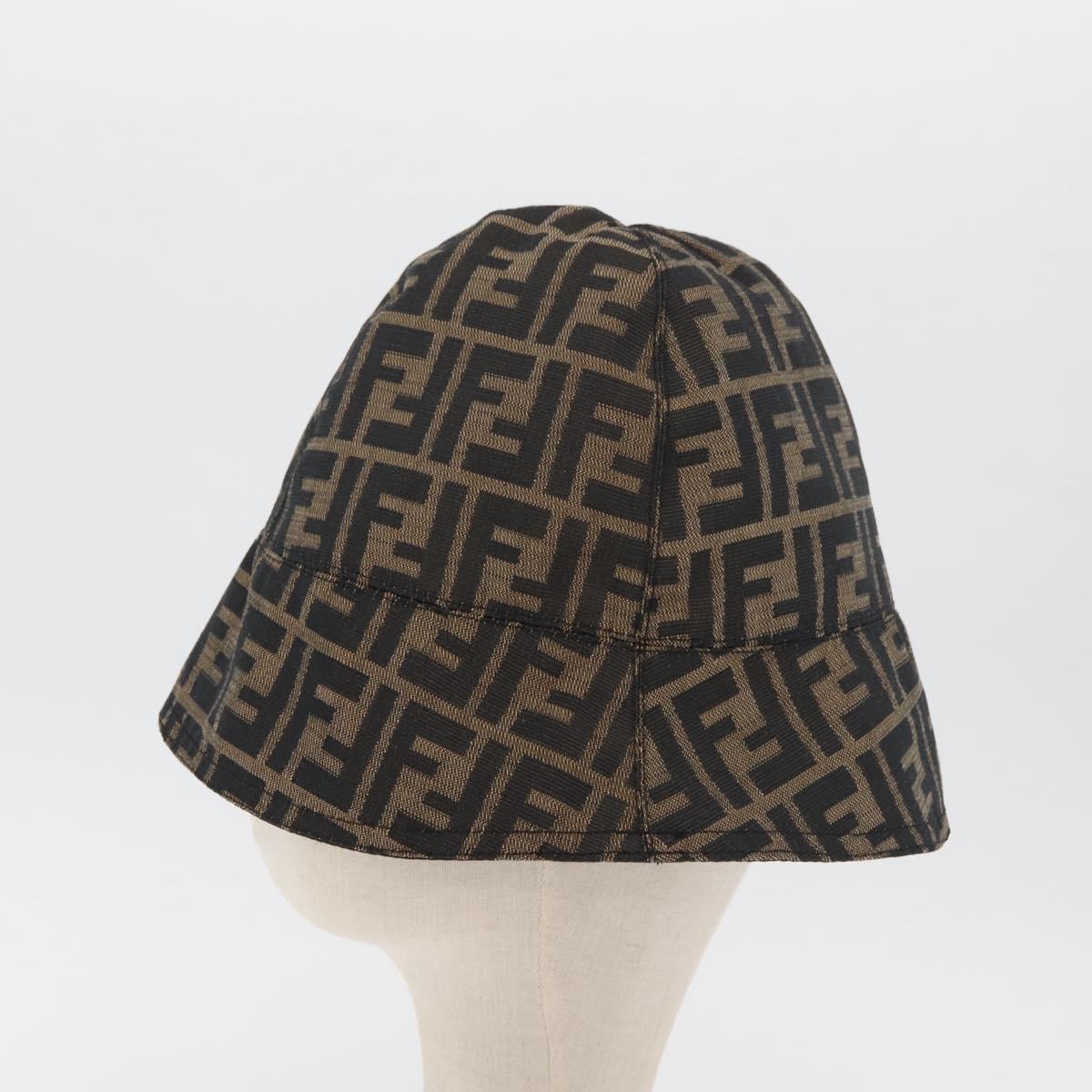 FENDI Zucca Canvas Bucket Hat Black Brown Auth 177661A