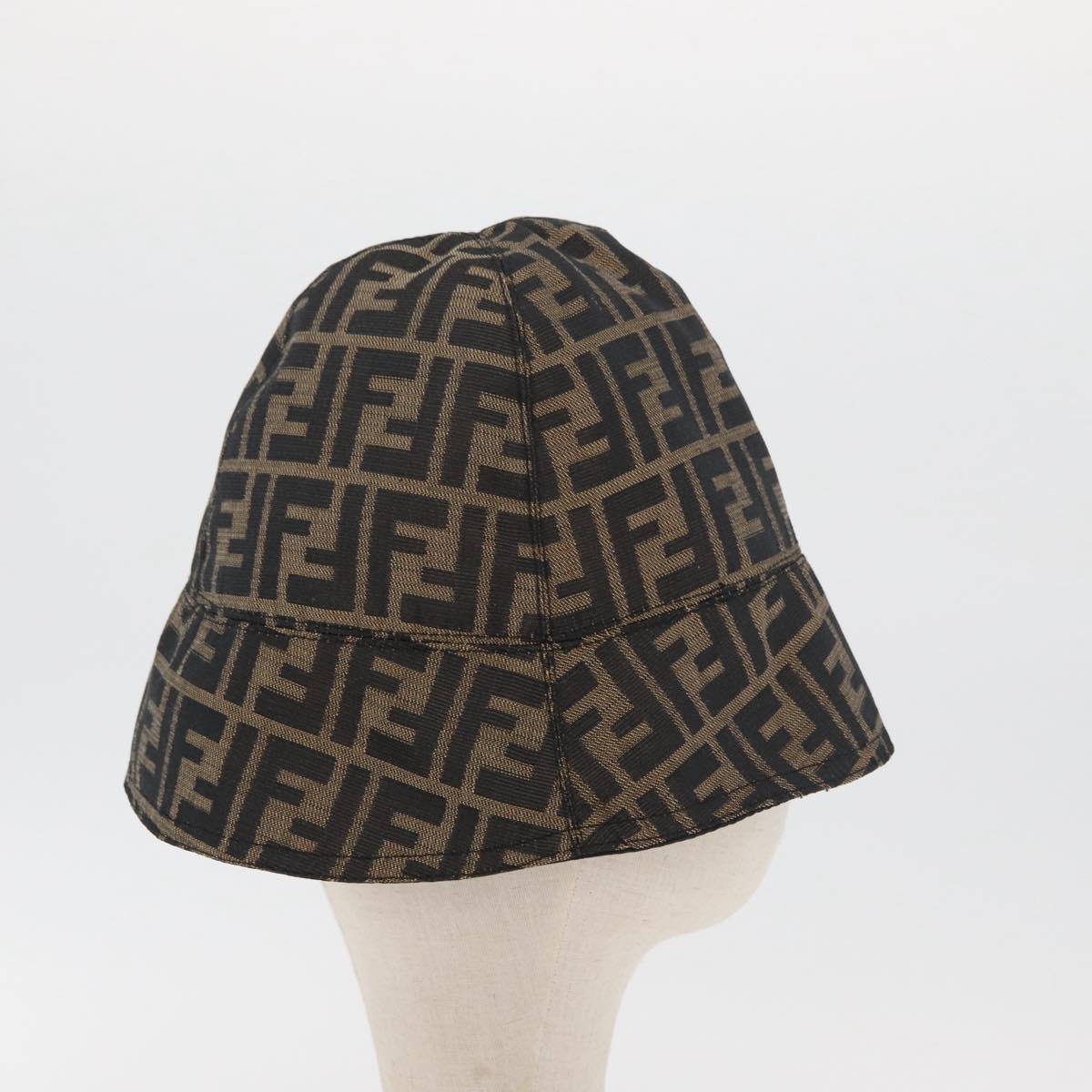 FENDI Zucca Canvas Bucket Hat Black Brown Auth 177661A