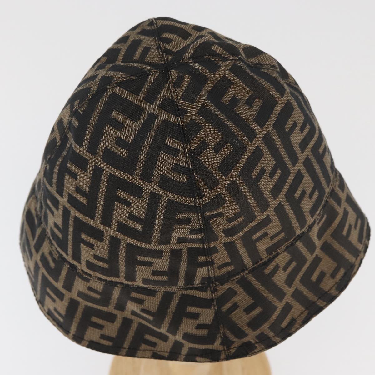 FENDI Zucca Canvas Bucket Hat Black Brown Auth 177661A
