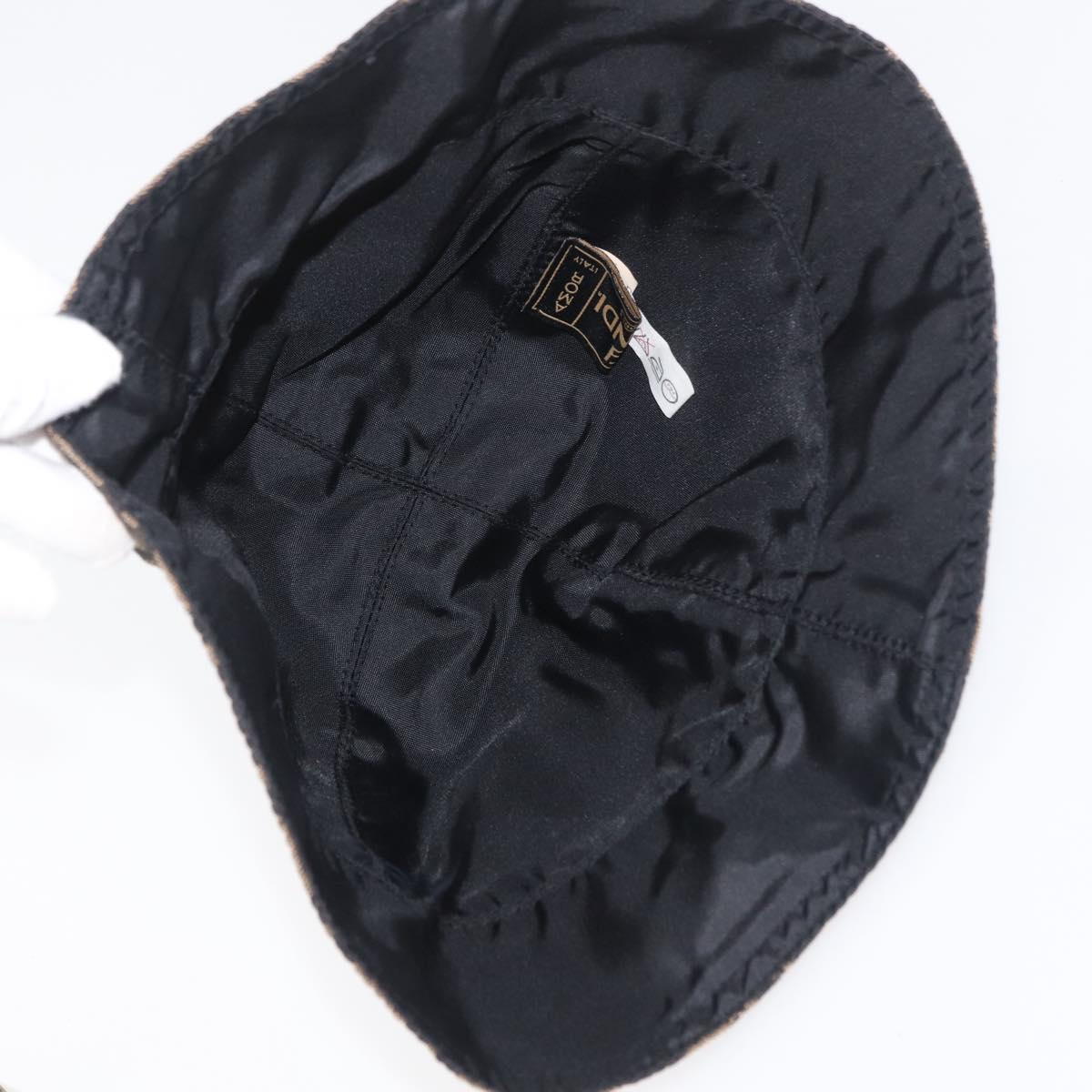FENDI Zucca Canvas Bucket Hat Black Brown Auth 177661A