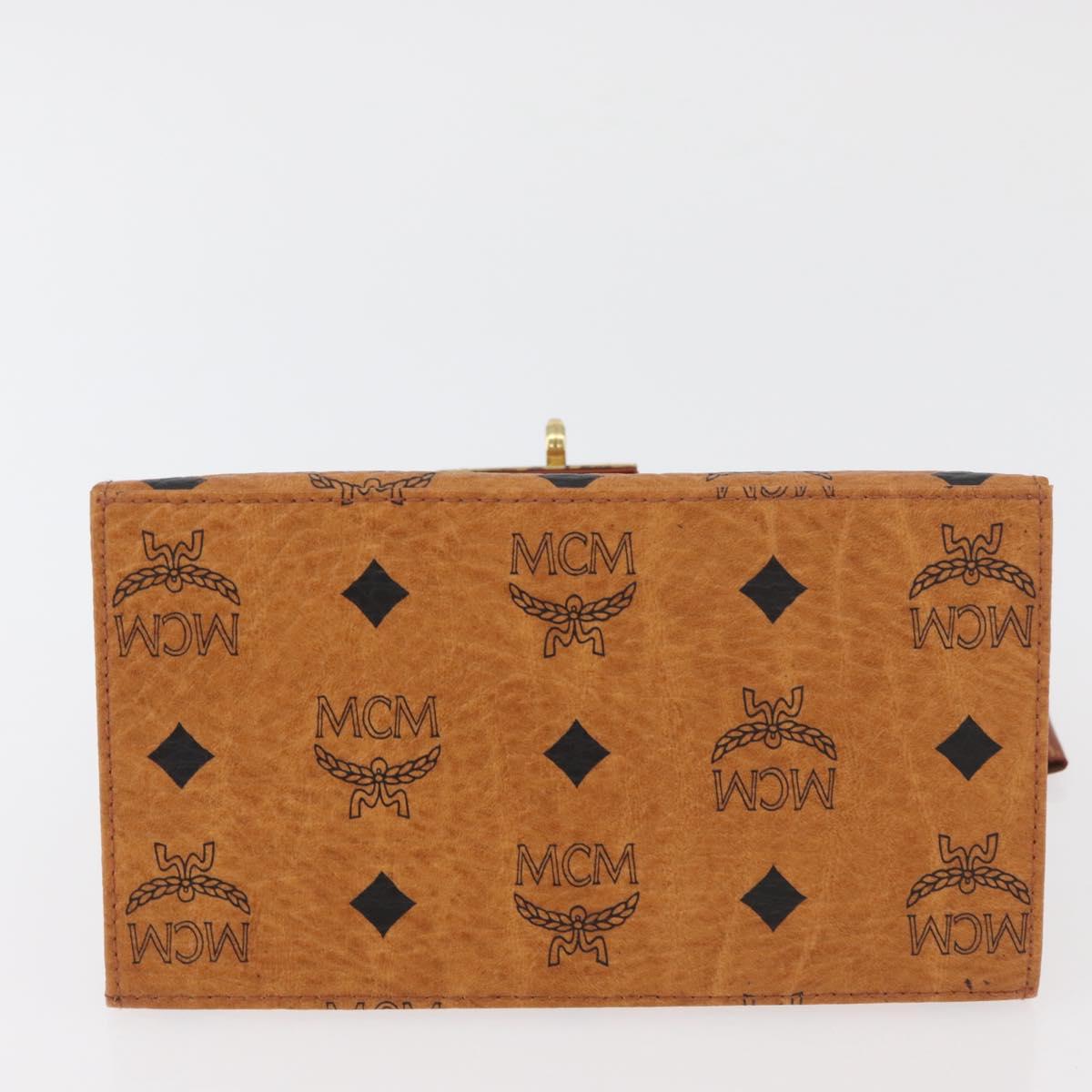 MCM Vicetos Logogram Hand Bag PVC Leather Brown Gold Auth 177665A