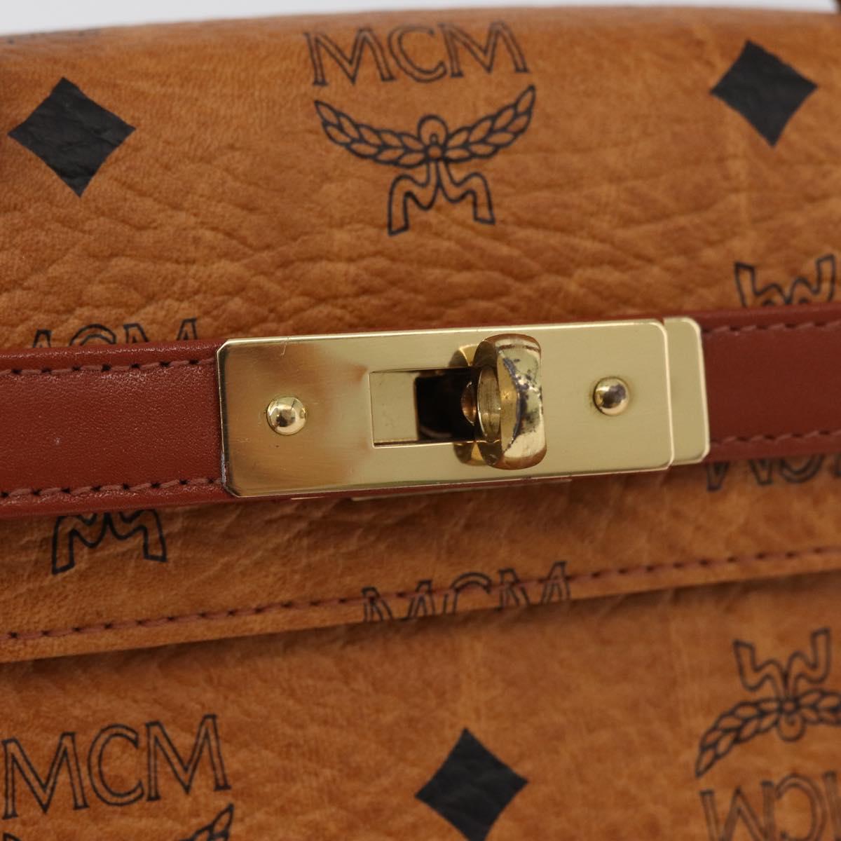 MCM Vicetos Logogram Hand Bag PVC Leather Brown Gold Auth 177665A