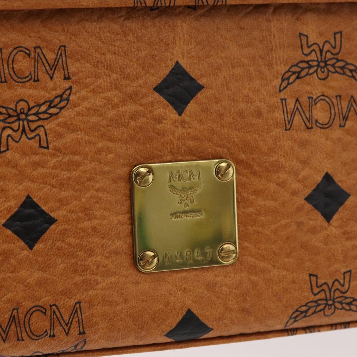 MCM Vicetos Logogram Hand Bag PVC Leather Brown Gold Auth 177665A