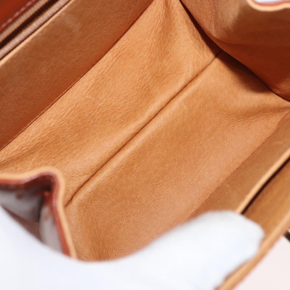 MCM Vicetos Logogram Hand Bag PVC Leather Brown Gold Auth 177665A
