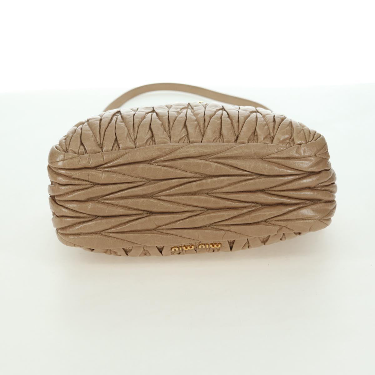 Miu Miu Matelasse Hand Bag Leather 2way Beige Gold Auth 177667V
