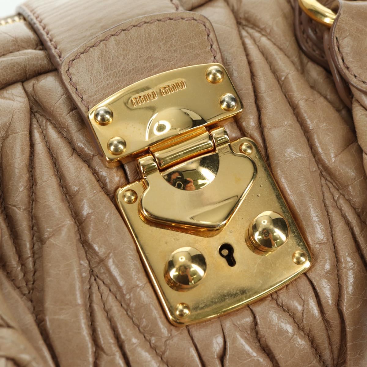 Miu Miu Matelasse Hand Bag Leather 2way Beige Gold Auth 177667V