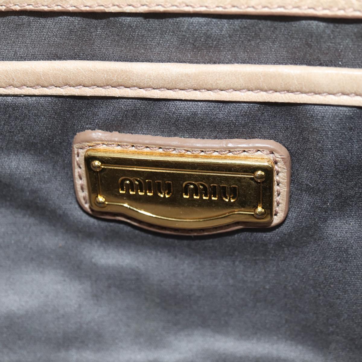 Miu Miu Matelasse Hand Bag Leather 2way Beige Gold Auth 177667V
