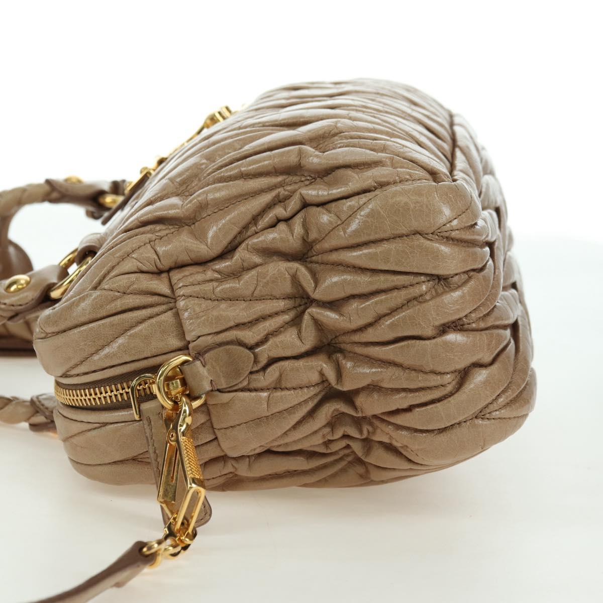 Miu Miu Matelasse Hand Bag Leather 2way Beige Gold Auth 177667V
