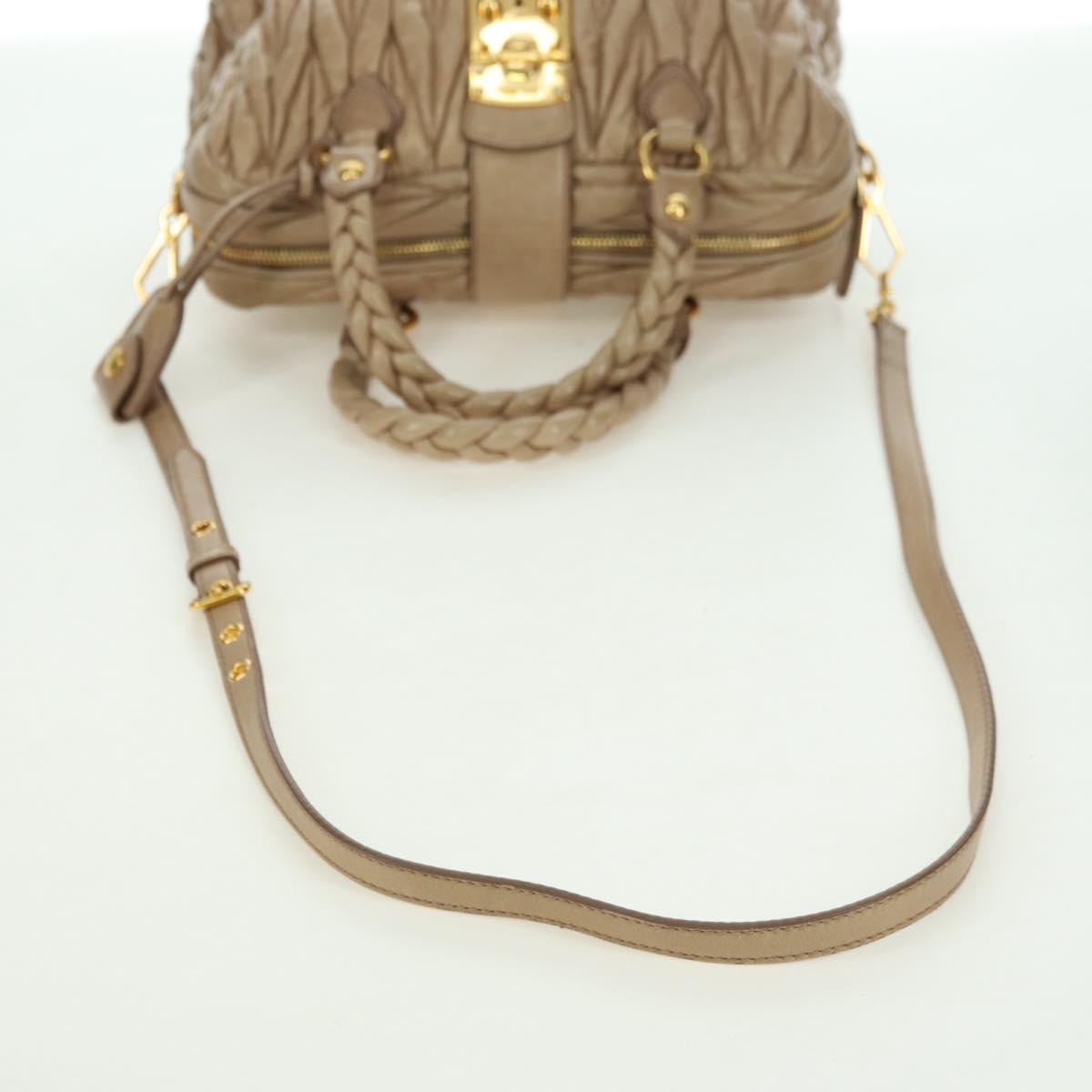 Miu Miu Matelasse Hand Bag Leather 2way Beige Gold Auth 177667V