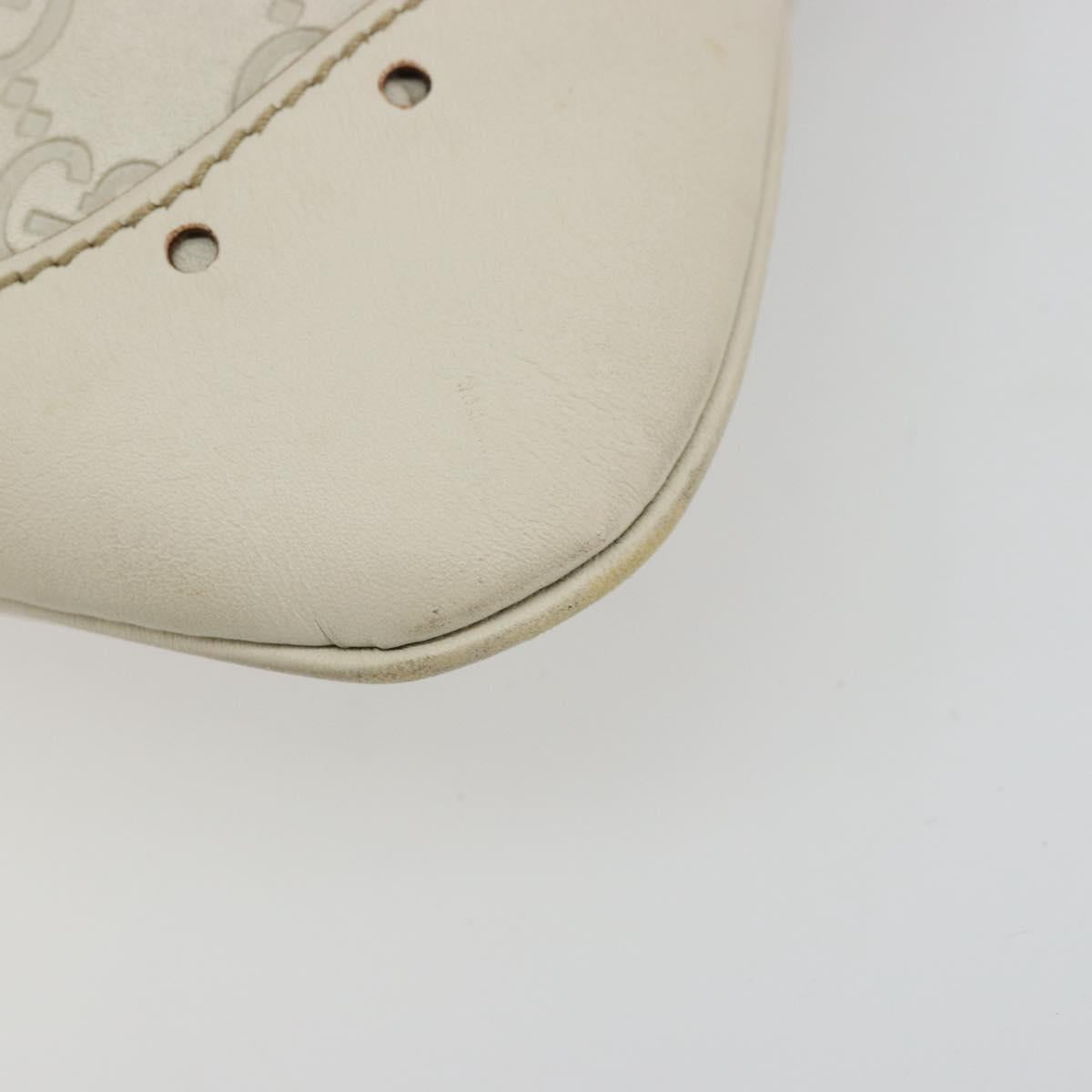 GUCCI GG Canvas Guccissima Hand Bag Leather White Gold 145778 Auth 177669A