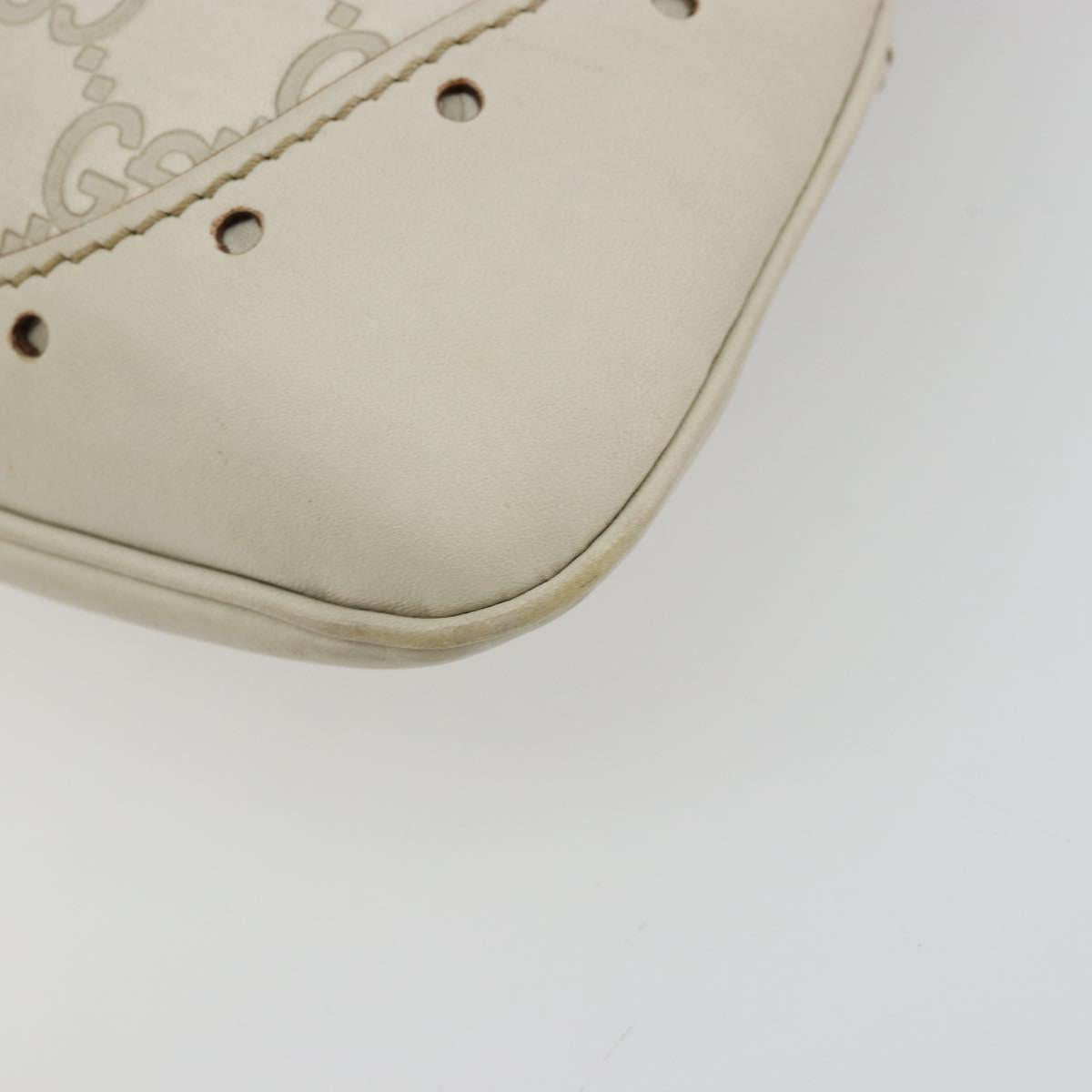 GUCCI GG Canvas Guccissima Hand Bag Leather White Gold 145778 Auth 177669A