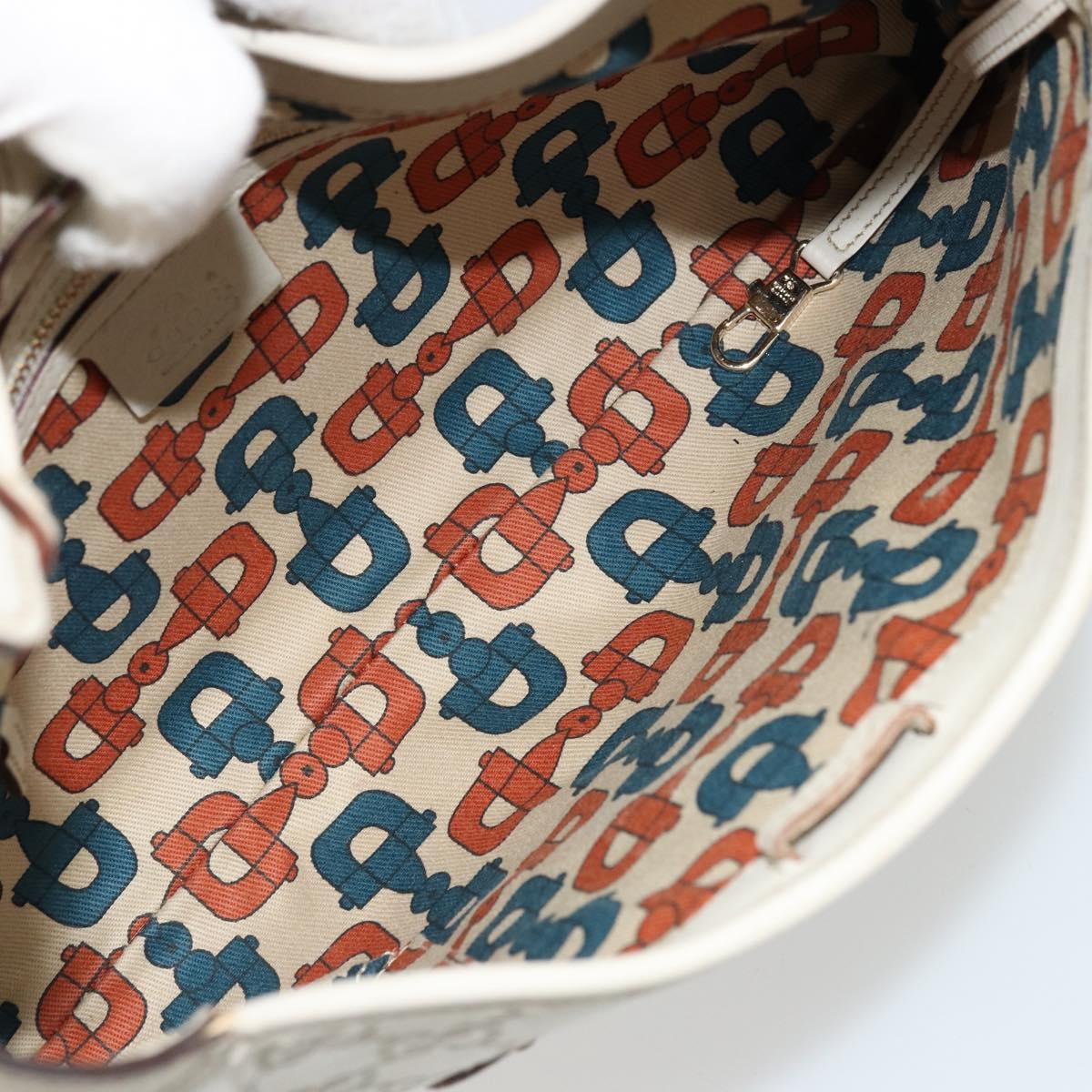 GUCCI GG Canvas Guccissima Hand Bag Leather White Gold 145778 Auth 177669A