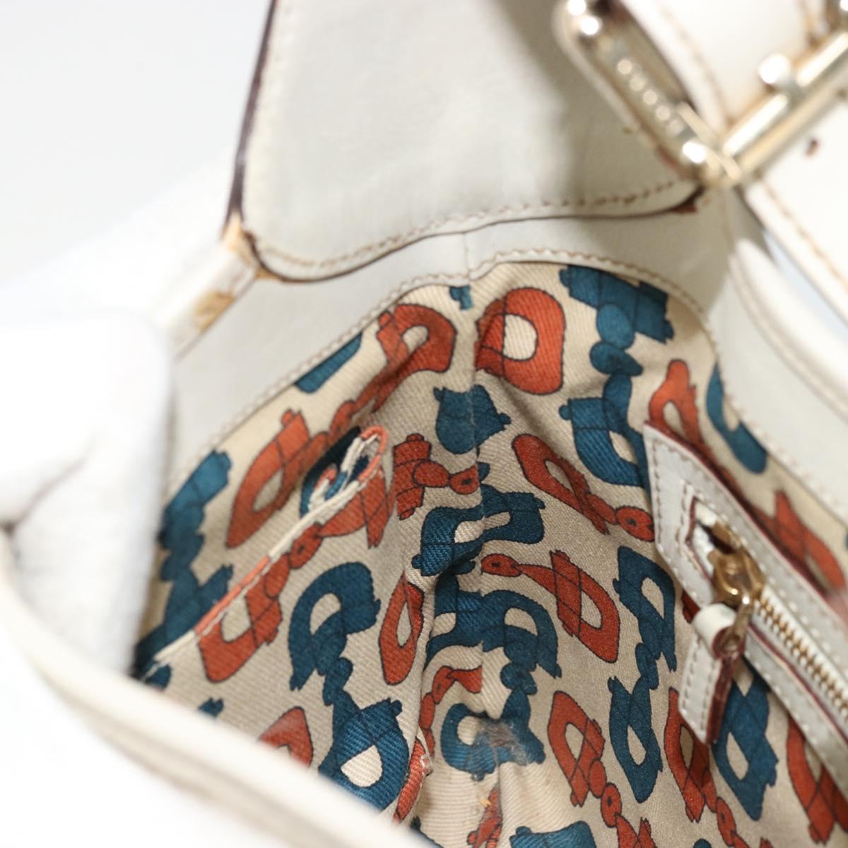 GUCCI GG Canvas Guccissima Hand Bag Leather White Gold 145778 Auth 177669A