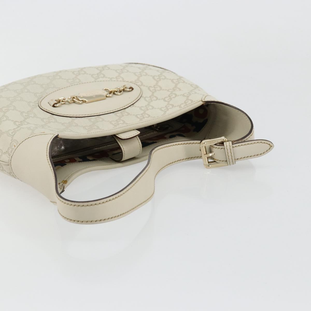 GUCCI GG Canvas Guccissima Hand Bag Leather White Gold 145778 Auth 177669A