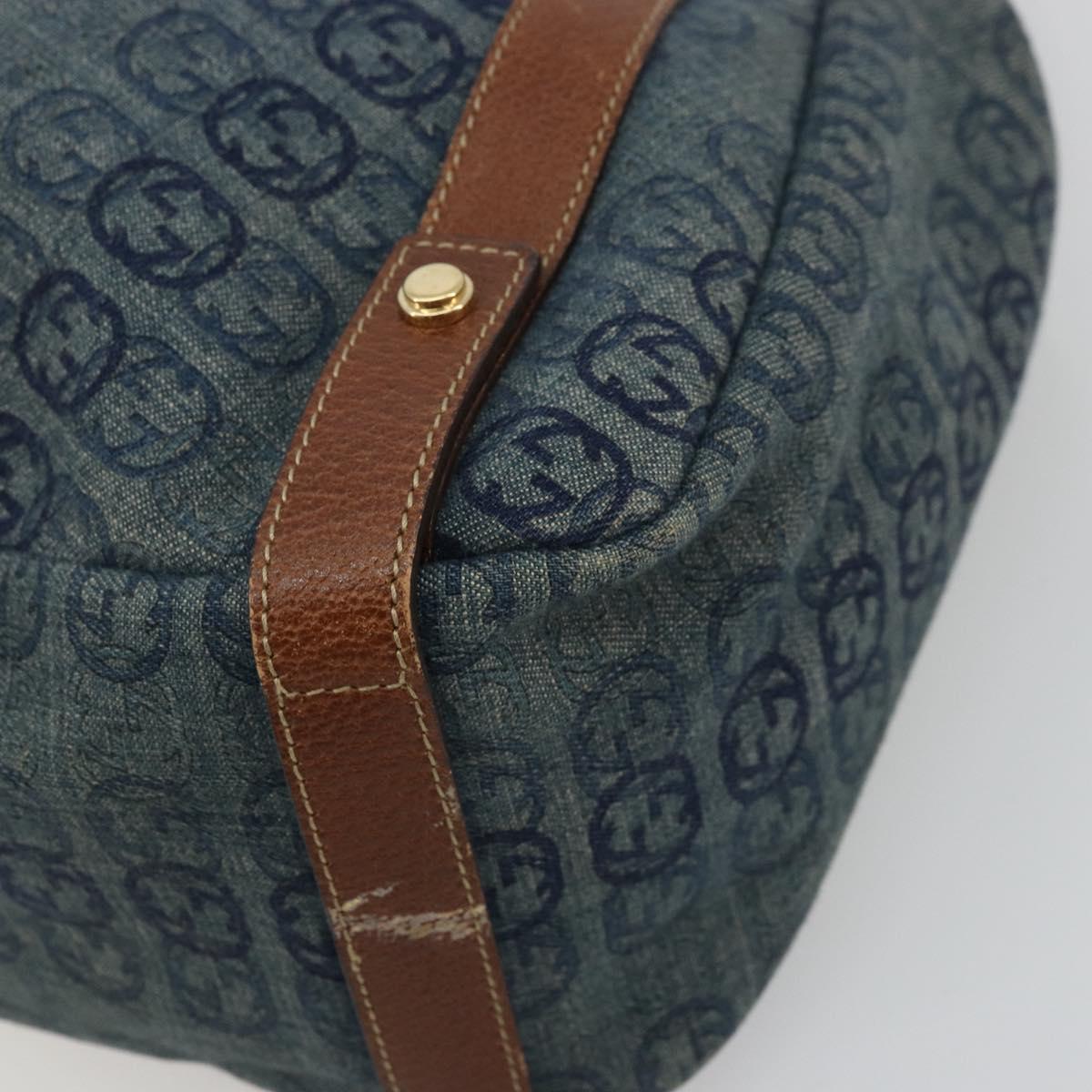 GUCCI GG Canvas Interlocking G Abbey Tote Bag Denim Blue Gold 130736 Auth 177670