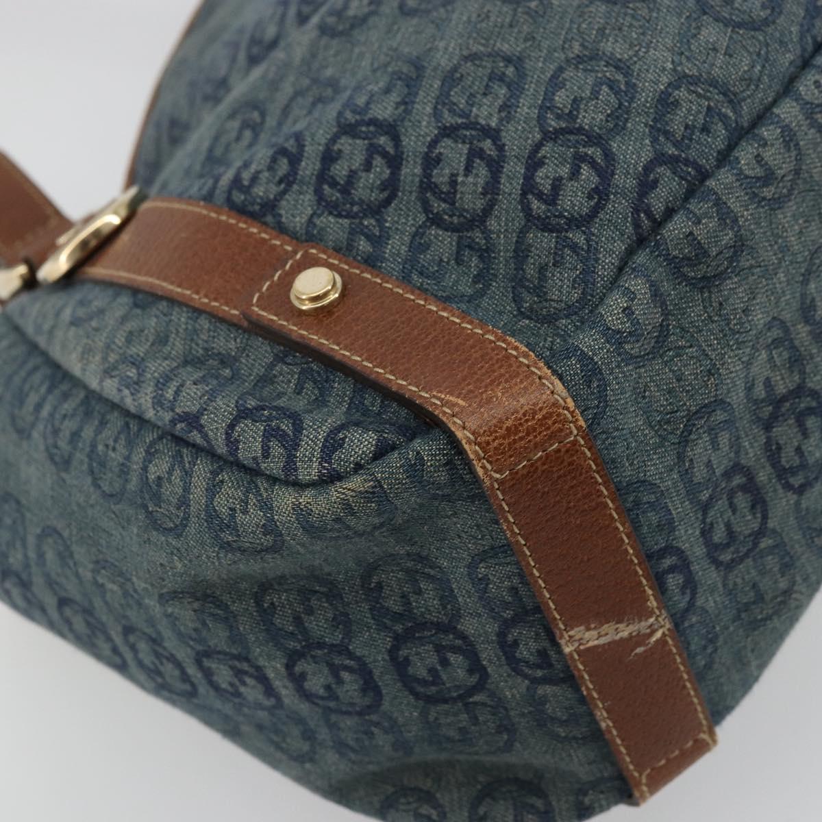 GUCCI GG Canvas Interlocking G Abbey Tote Bag Denim Blue Gold 130736 Auth 177670