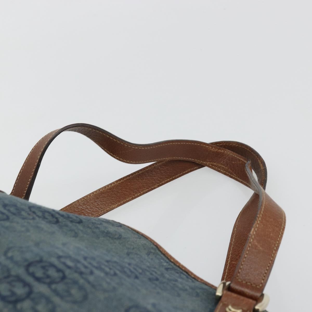 GUCCI GG Canvas Interlocking G Abbey Tote Bag Denim Blue Gold 130736 Auth 177670