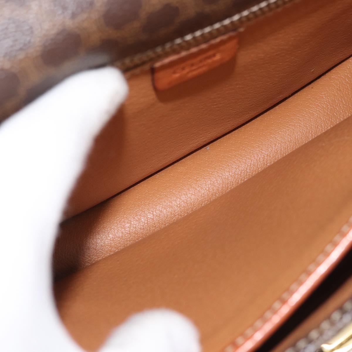 CELINE Macadam Canvas Shoulder Bag PVC Leather Brown Gold Auth 177673A