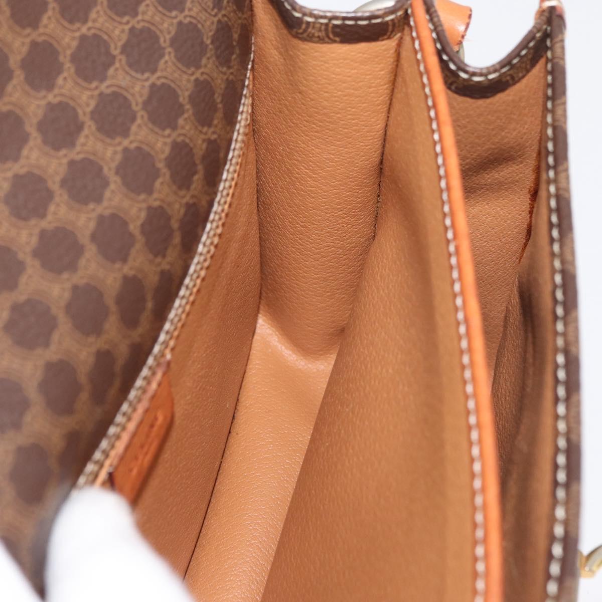CELINE Macadam Canvas Shoulder Bag PVC Leather Brown Gold Auth 177673A
