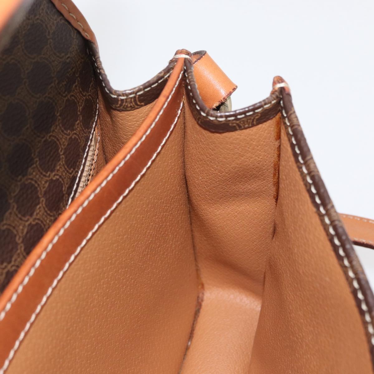CELINE Macadam Canvas Shoulder Bag PVC Leather Brown Gold Auth 177673A