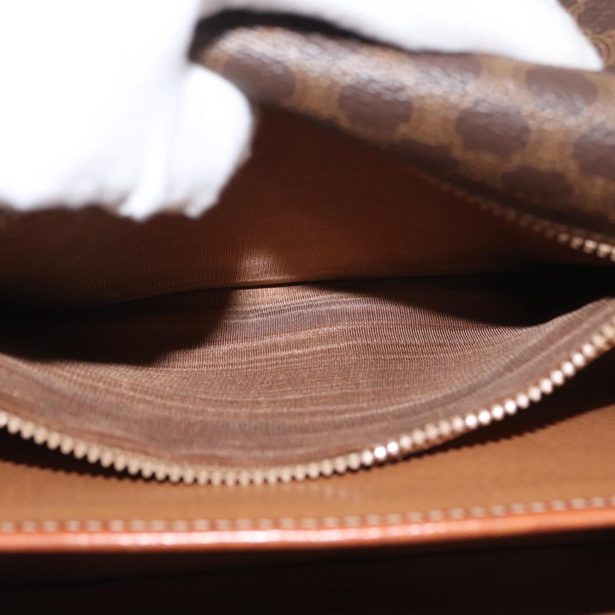 CELINE Macadam Canvas Shoulder Bag PVC Leather Brown Gold Auth 177673A
