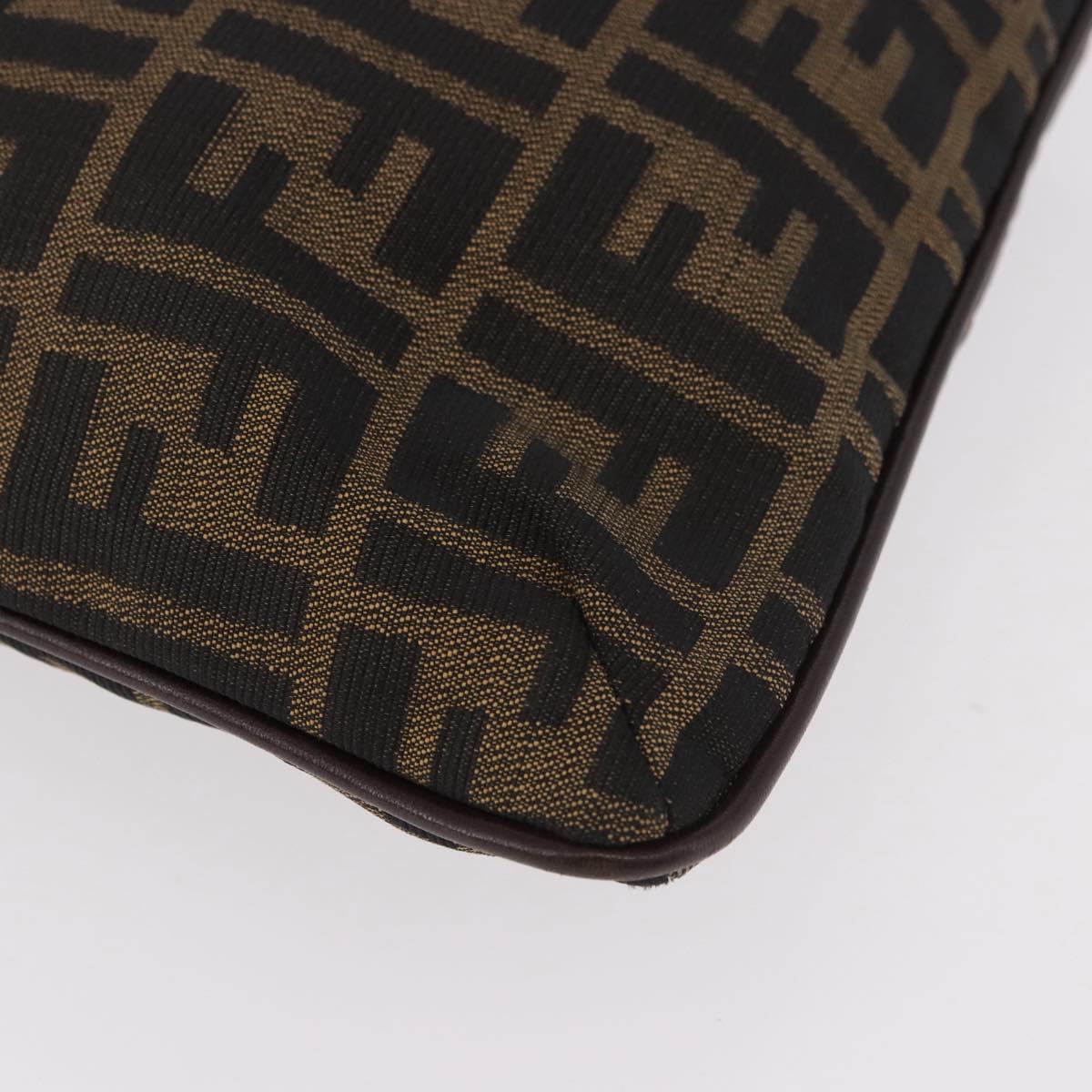 FENDI Zucca Canvas Mamma Baguette Shoulder Bag Brown Black Auth 177684A