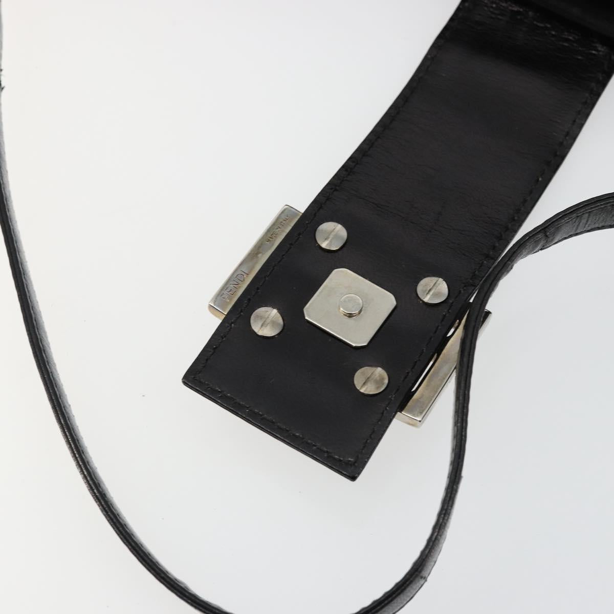 FENDI Shoulder Bag Black Silver Auth 177685